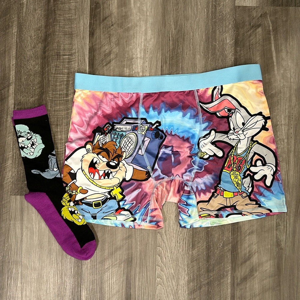 Looney Tunes Boxer Brief Socks Combo Set - XL